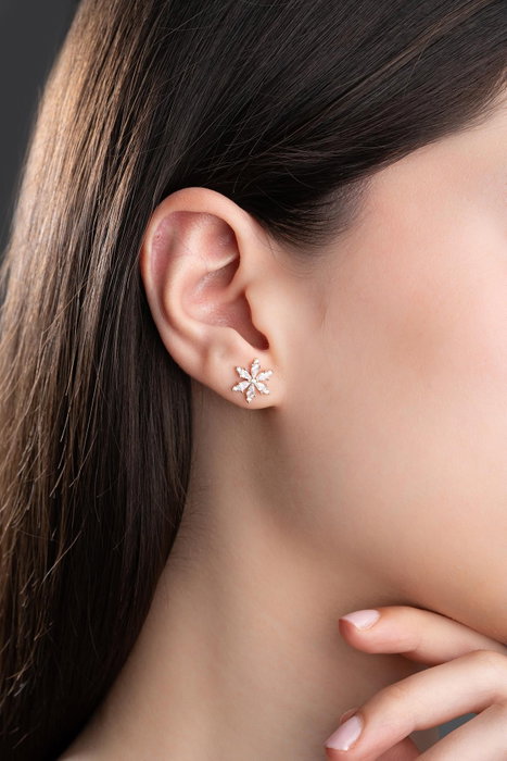 Heliophilia Silver Pendientes de Plata de Ley 925 con Baño de Oro Rosa y Circón